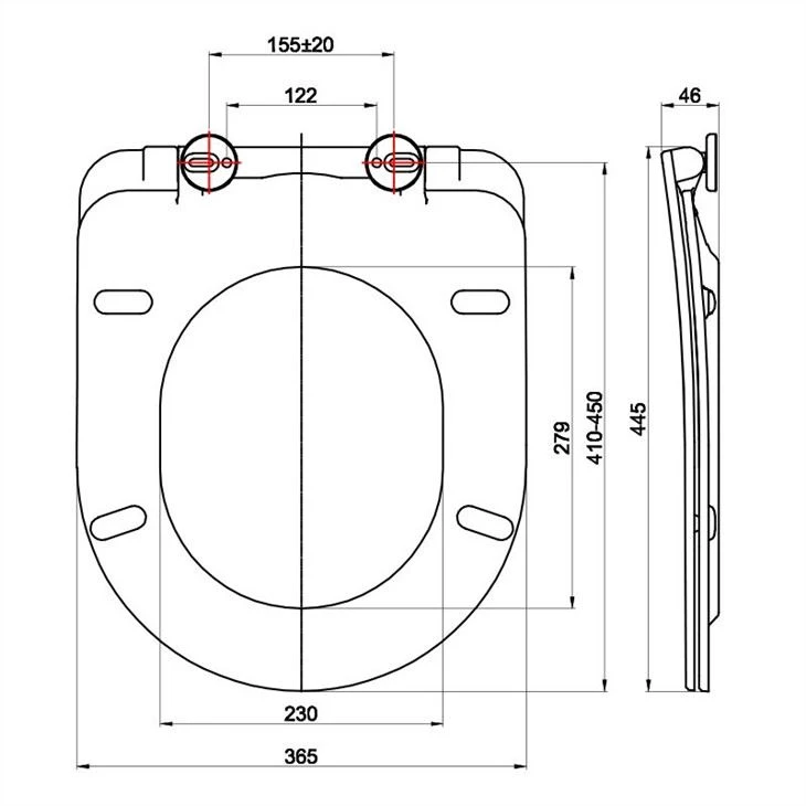 D shaped toilet seat size